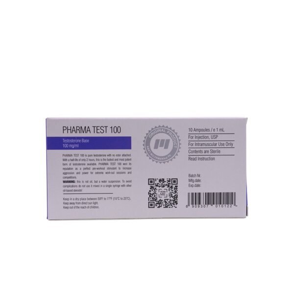 PHARMA TEST 100 -Testosterone Base -100 MGML -10 X 1 ML AMPULE - Image 2